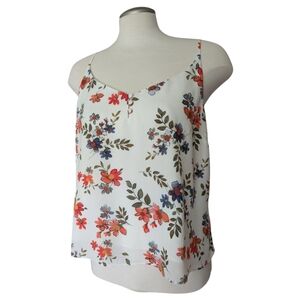 RW&Co White Floral Tank Top Camisole Spaghetti Straps Size XL